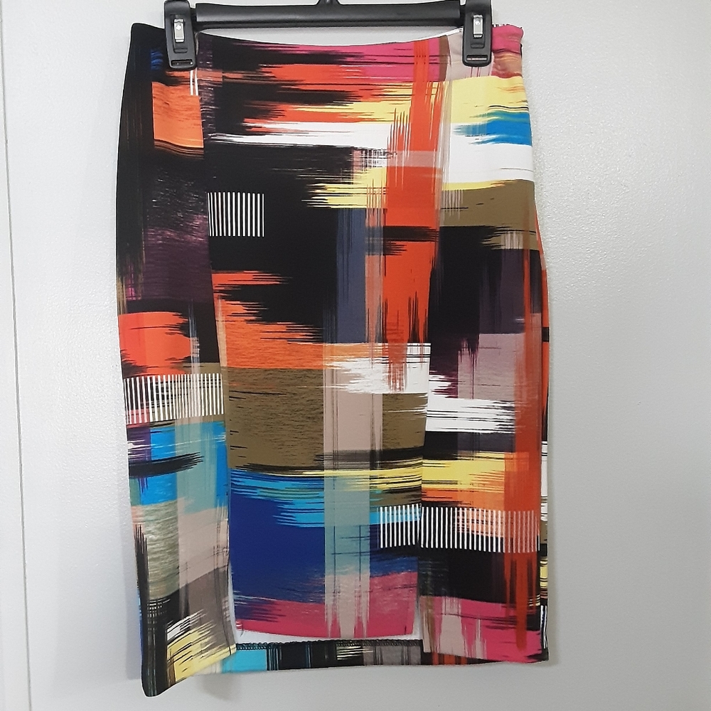 Cupio 🌞09 Women's Stretch Skirt Sz S Preowned Multicolor Squares